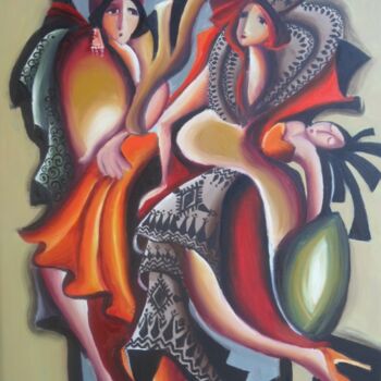 Peinture intitulée "Secret de femme" par Imene Mebarki, Œuvre d'art originale, Huile