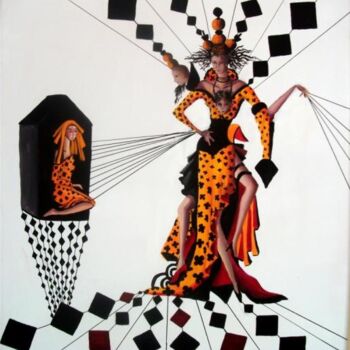 Schilderij getiteld "Arlequin clown" door Imene Mebarki, Origineel Kunstwerk, Olie