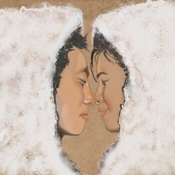 Цифровое искусство под названием "Kissing" - Imjf, Подлинное произведение искусства, Цифровая живопись
