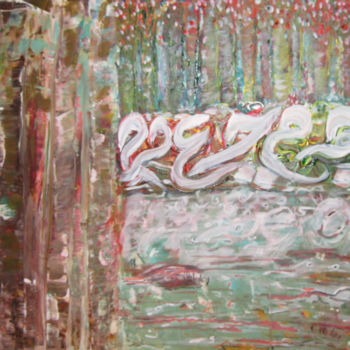 Картина под названием "River of letter" - Inaam Obaidi Onsi, Подлинное произведение искусства, Акрил