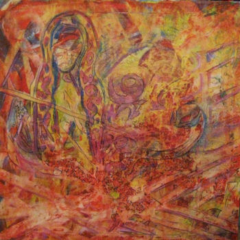 Pintura intitulada "Letters and Fire" por Inaam Obaidi Onsi, Obras de arte originais, Acrílico