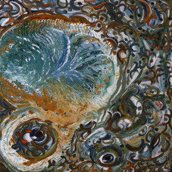 Ζωγραφική με τίτλο "Peacock" από Inaam Obaidi Onsi, Αυθεντικά έργα τέχνης, Ακρυλικό