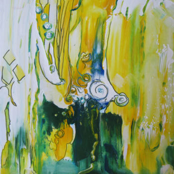 Peinture intitulée "The Golden Lyre of…" par Inaam Obaidi Onsi, Œuvre d'art originale, Acrylique