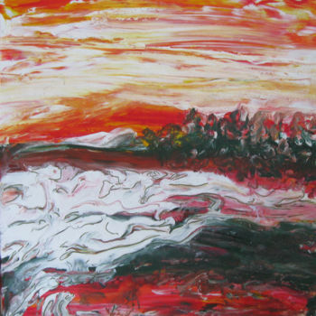 Peinture intitulée "Sunset" par Inaam Obaidi Onsi, Œuvre d'art originale, Acrylique