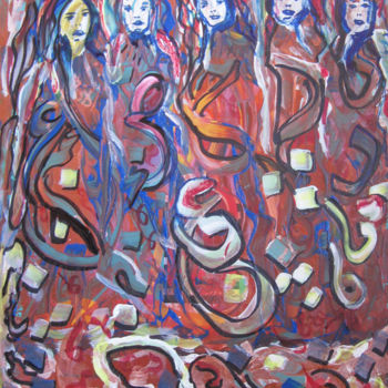 Картина под названием "Bloodline" - Inaam Obaidi Onsi, Подлинное произведение искусства, Акрил