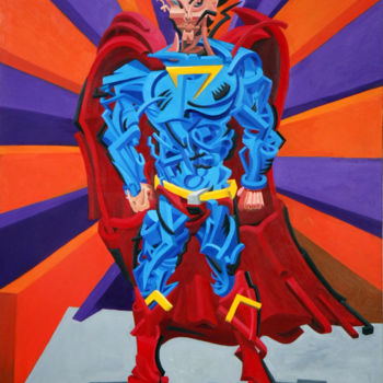 Painting titled "Superhero" by Marcos Inácio, Original Artwork, Oil
