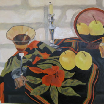 Painting titled "Golden Apples" by Inara Cedrins, Original Artwork, Oil