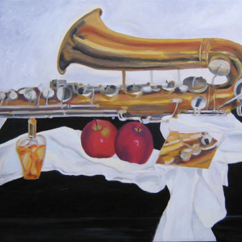 Pintura titulada "Sax and Apples" por Inara Cedrins, Obra de arte original