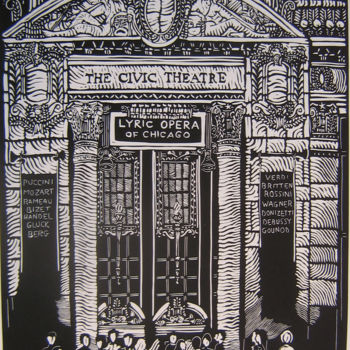 Dessin intitulée "Civic Opera House" par Inara Cedrins, Œuvre d'art originale, Architecture