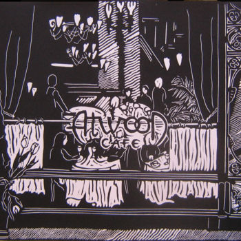Drawing titled "The Atwood Cafe" by Inara Cedrins, Original Artwork, Architecture