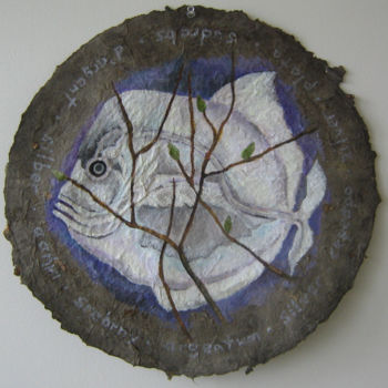 Pintura intitulada "Moonfish" por Inara Cedrins, Obras de arte originais