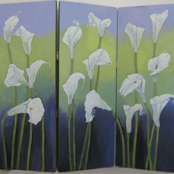 Schilderij getiteld "calla-lilies.jpg" door Inara Cedrins, Origineel Kunstwerk, Olie