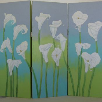 Painting titled "Calla Lilies" by Inara Cedrins, Original Artwork, Acrylic
