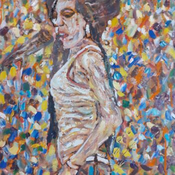 Ζωγραφική με τίτλο "2023 Amy Whinehouse" από Giovanni Incoronato, Αυθεντικά έργα τέχνης, Λάδι Τοποθετήθηκε στο Ξύλινο φορείο…