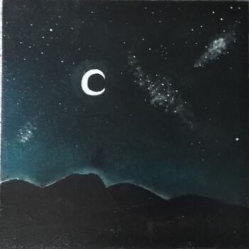 Peinture intitulée ""Ciel de nuit"" par Indi'Go, Œuvre d'art originale, Acrylique
