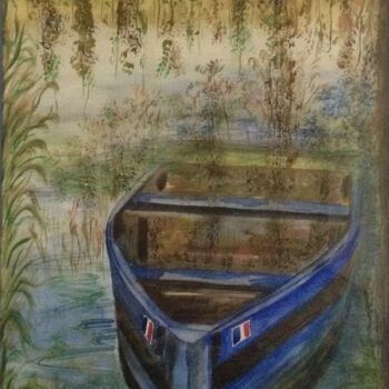 Painting titled "Dans la Saône" by Graywolf Rm (Indian Héritage Arts), Original Artwork, Watercolor