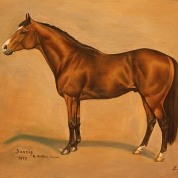 Malerei mit dem Titel "horseportrait" von Birgit Schnapp, Original-Kunstwerk, Öl