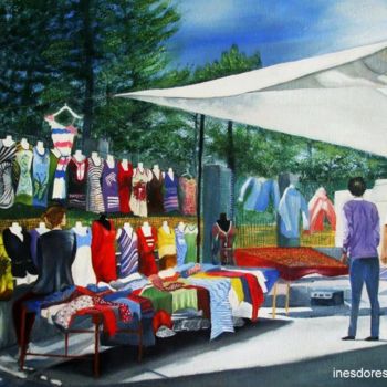 Painting titled "mercado" by Ines Dores, Original Artwork