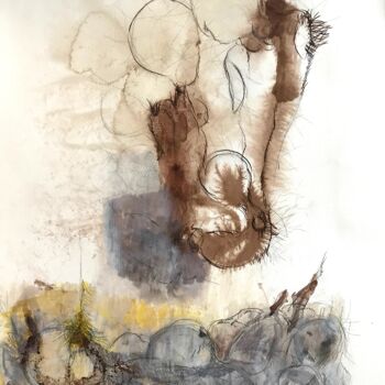 Peinture intitulée "Les âmes amoureuses" par Ines Barquero, Œuvre d'art originale, Encre