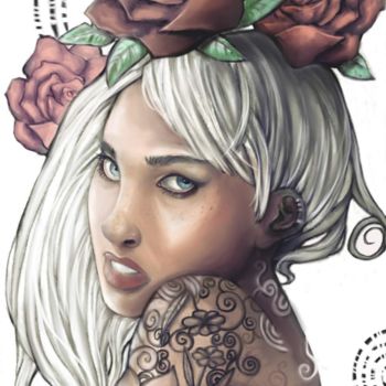 「Queen of Flowers」というタイトルのデジタルアーツ Inescaによって, オリジナルのアートワーク, デジタル絵画