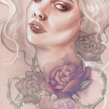 Digital Arts titled "Rose" by Inesca, Original Artwork, Digital Painting