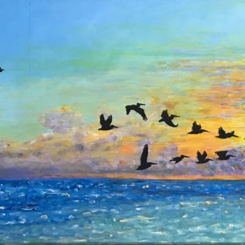 Painting titled "Migrations" by Inés & Ciro Nature Paintings, Original Artwork, Acrylic Mounted on Other rigid panel