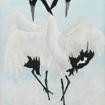 Painting titled "Falling in Love" by Inés & Ciro Nature Paintings, Original Artwork, Acrylic Mounted on Other rigid panel