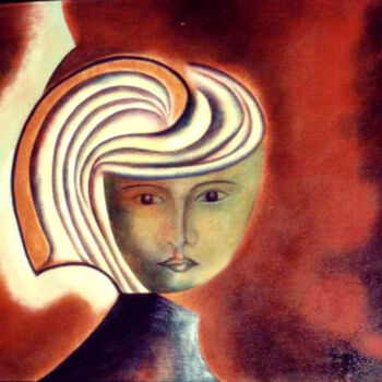 Картина под названием ""Busto de sirena"" - Inés Diez, Подлинное произведение искусства, Масло