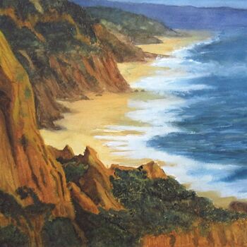 Painting titled "Praia de Vale Furad…" by Inês Dourado, Original Artwork, Watercolor
