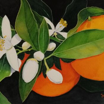 Pintura intitulada "Flor Branca,Fruto L…" por Inês Dourado, Obras de arte originais, Aquarela