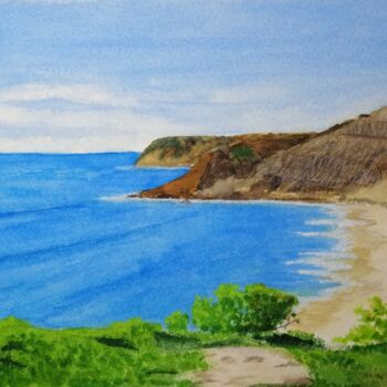 Картина под названием "Praia do Burgau, Al…" - Inês Dourado, Подлинное произведение искусства, Акварель