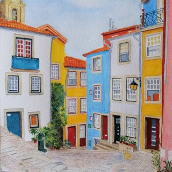 绘画 标题为“As Cores do Porto I…” 由Inês Dourado, 原创艺术品, 水彩