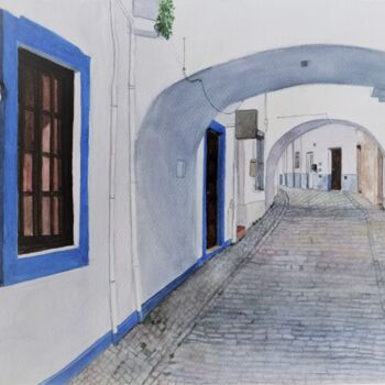 Painting titled "Um Recanto de Loulé…" by Inês Dourado, Original Artwork, Watercolor