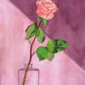 Pintura titulada "Rosa rosa" por Inês Dourado, Obra de arte original, Acuarela