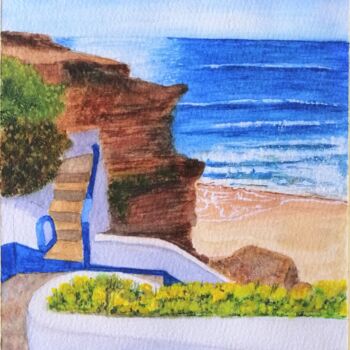 Pittura intitolato "Recanto na Praia de…" da Inês Dourado, Opera d'arte originale, Acquarello