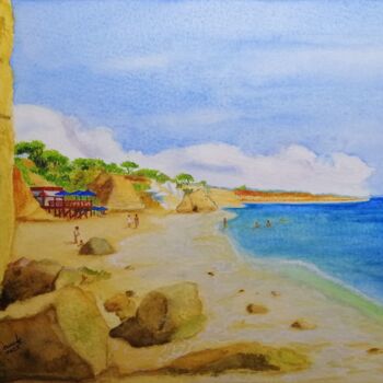 绘画 标题为“Praia Olhos d'Água,…” 由Inês Dourado, 原创艺术品, 水彩