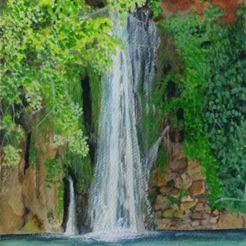 Pintura intitulada "Cascata do Vigário,…" por Inês Dourado, Obras de arte originais, Aquarela