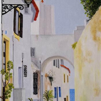 Pintura titulada "Rua da Igreja Velha…" por Inês Dourado, Obra de arte original, Oleo Montado en Bastidor de camilla de made…