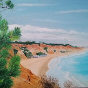 Pintura titulada "Praia da Falésia, A…" por Inês Dourado, Obra de arte original, Oleo Montado en Bastidor de camilla de made…