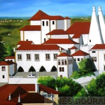 Картина под названием "Palácio de Sintra (…" - Inês Dourado, Подлинное произведение искусства, Масло Установлен на Деревянна…