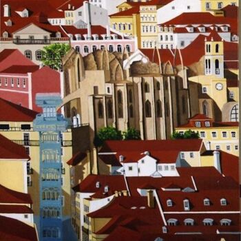Peinture intitulée "Lisboa VIII (Lisbon)" par Inês Dourado, Œuvre d'art originale, Huile