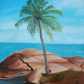 Painting titled "A Ilha do Coqueiro…" by Inês Dourado, Original Artwork, Oil