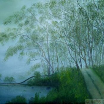 Painting titled "Nevoeiro no ribeiro…" by Inês Dourado, Original Artwork, Oil