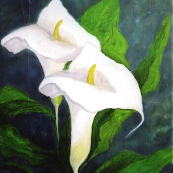Pintura titulada "Jarros (Arum lily)" por Inês Dourado, Obra de arte original, Oleo