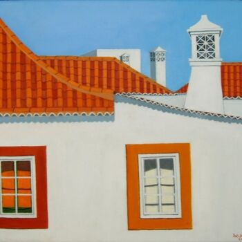 Painting titled "Cores de Tavira (Ta…" by Inês Dourado, Original Artwork, Oil Mounted on Wood Stretcher frame