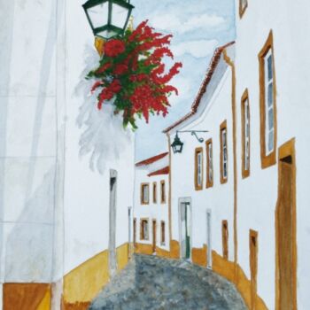 「Uma Rua de Évora -…」というタイトルの絵画 Inês Douradoによって, オリジナルのアートワーク, 水彩画