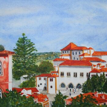 Painting titled "No Palácio Nacional…" by Inês Dourado, Original Artwork, Watercolor