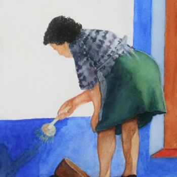 Painting titled "CAIANDO (Bluing the…" by Inês Dourado, Original Artwork, Watercolor