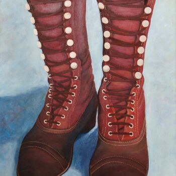 Painting titled "Botas de Mulher do…" by Inês Dourado, Original Artwork, Acrylic Mounted on Wood Stretcher frame