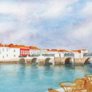 Malerei mit dem Titel "Tavira - Algarve, S…" von Inês Dourado, Original-Kunstwerk, Aquarell